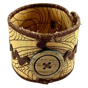 Upcycked Brown and Tan Fabric Cuff Bracelet